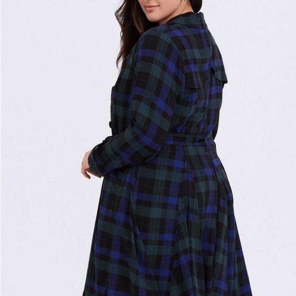 Torrid Plaid Double-Breasted Trench Jacket / Dress size 2 - Picture 5 of 15